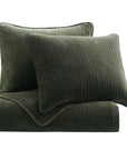 Stonewashed Cotton Velvet - King Quilt Set (Set of 3) - Fern Green