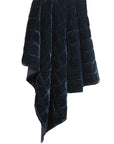 Stella - Faux Silk Velvet Double Box Stitch Throw - Midnight Blue