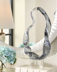 Luminous Twist - Glass Sculpture - Black / White