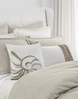 Hera - King Washed Linen Flange Duvet Cover Set Set of 3 - Light Tan
