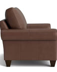 True Custom Leather Roll Arm Loveseat