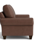 True Custom Leather Large Panel Arm Loveseat