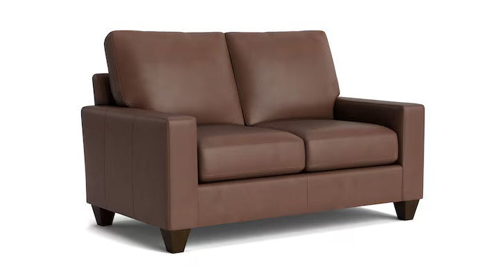 True Custom Leather Large Track Arm Loveseat