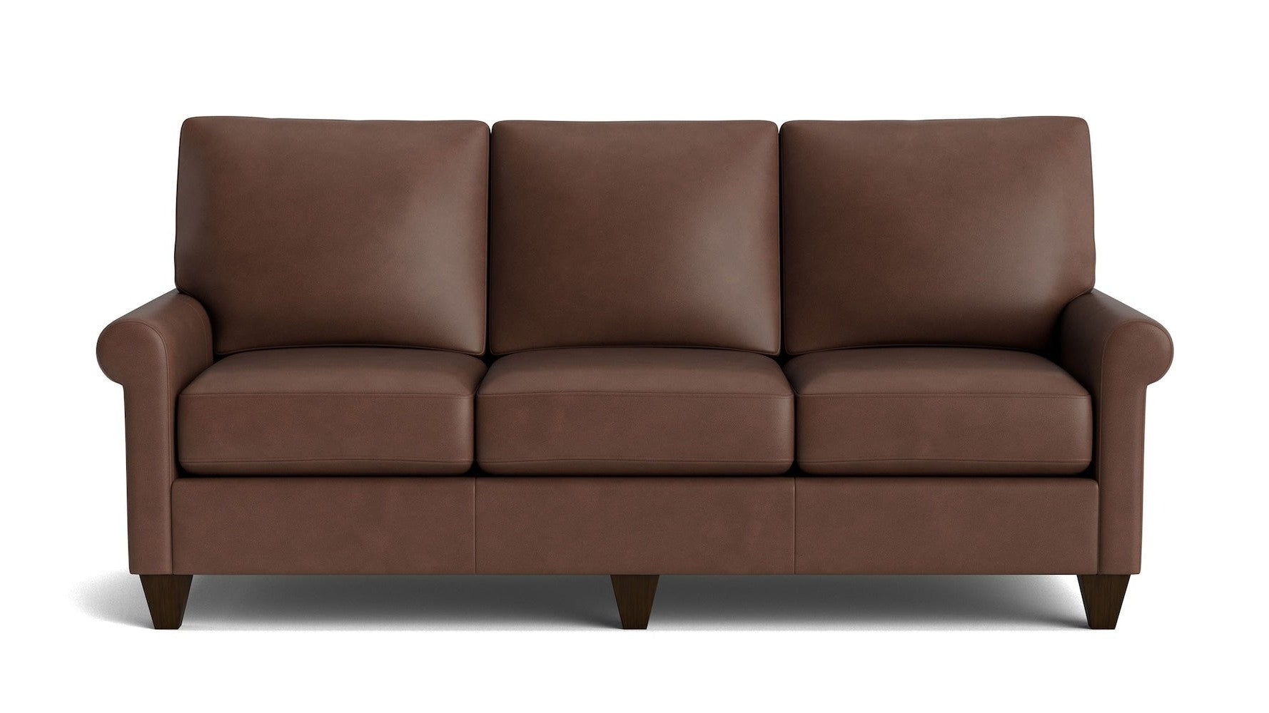 True Custom Leather Roll Arm Sofa