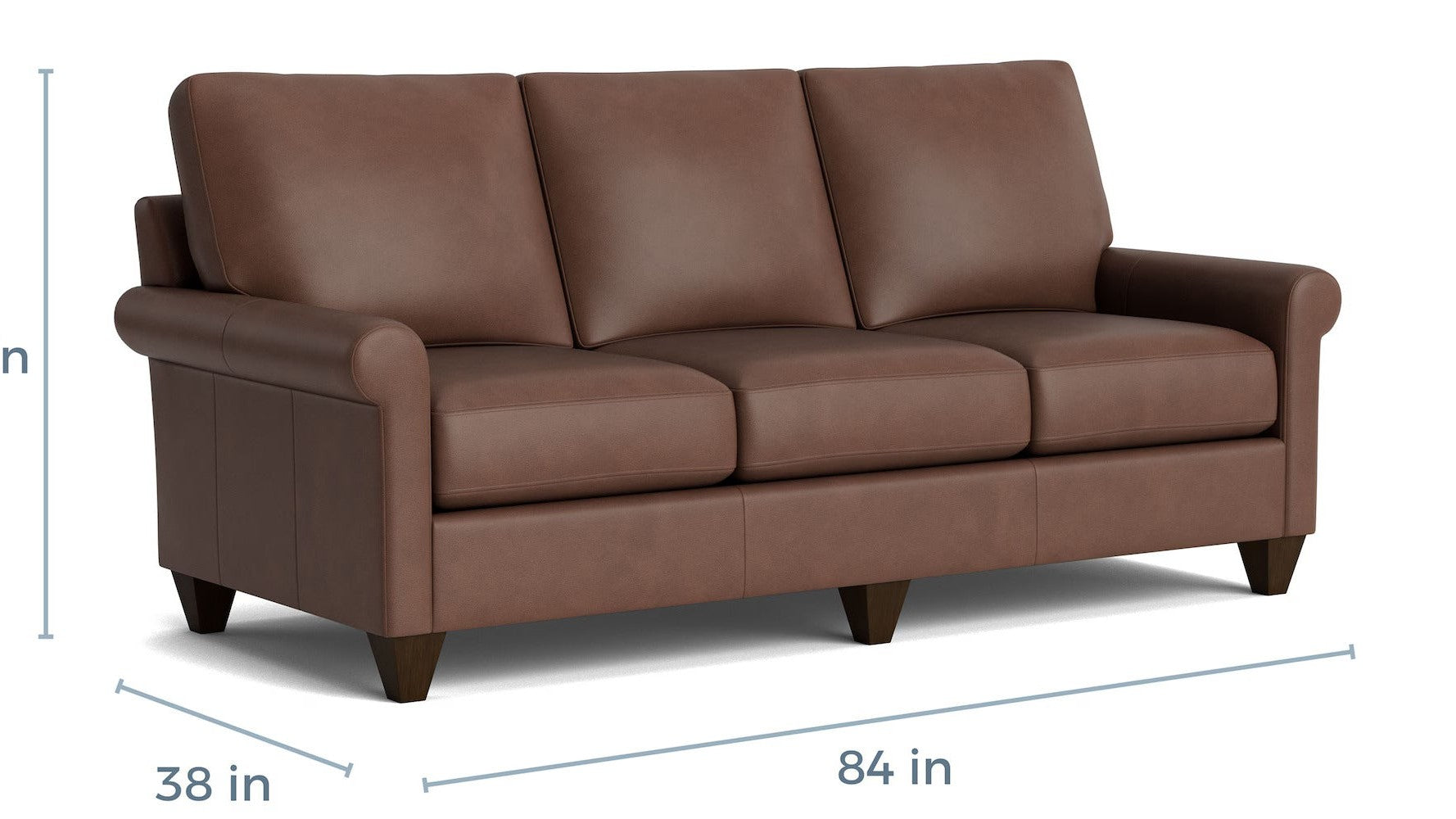 True Custom Leather Roll Arm Sofa