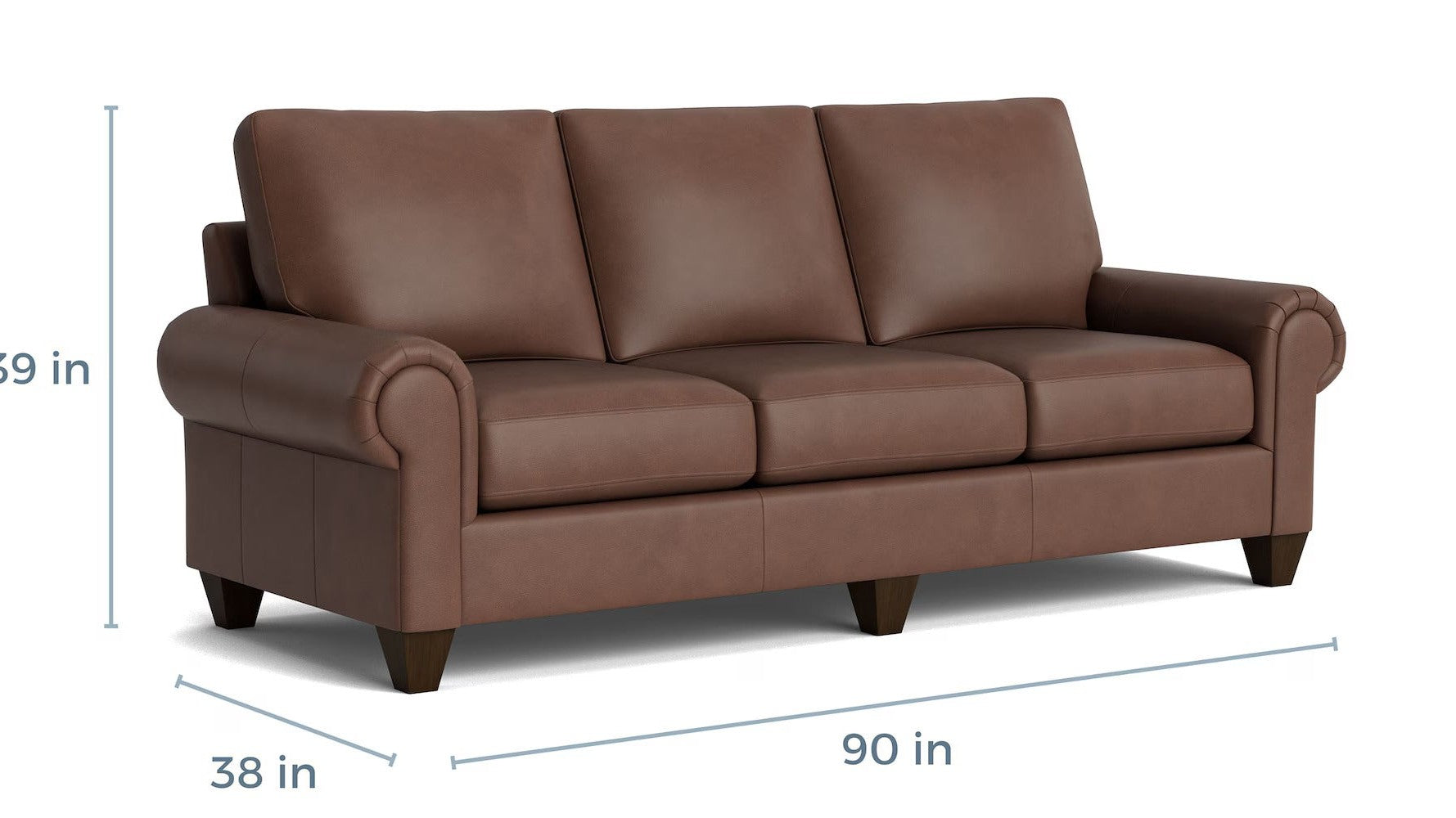 True Custom Leather Large Panel Arm Sofa