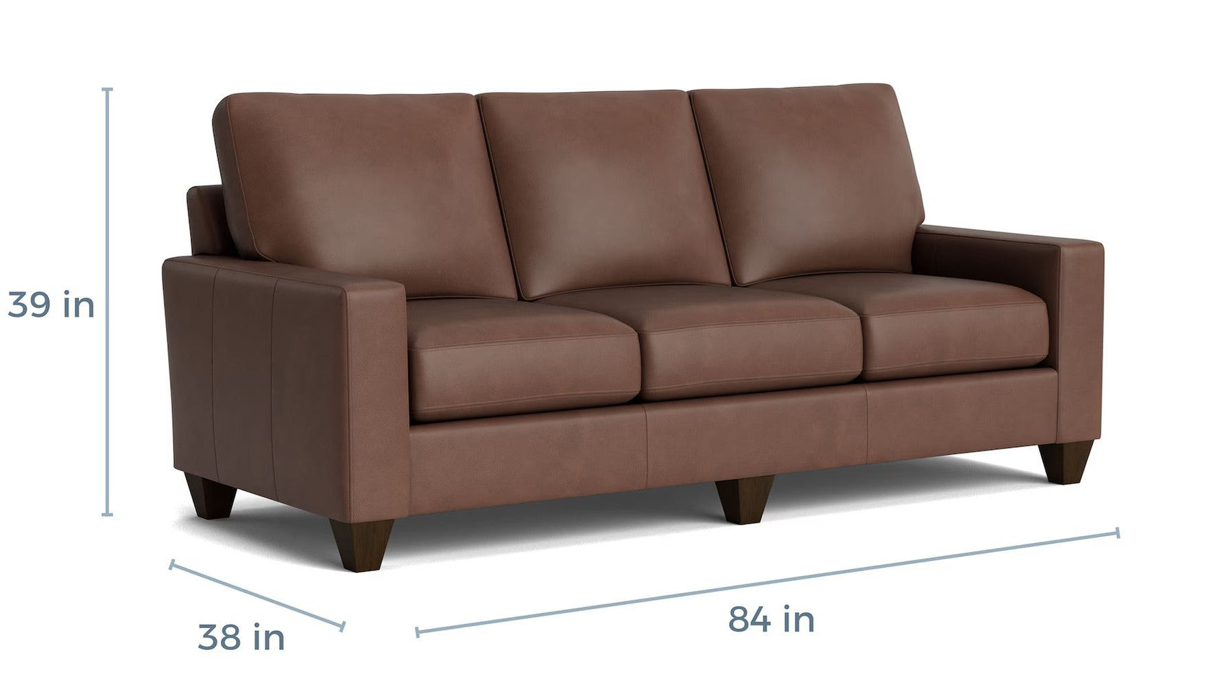 True Custom Leather Large Track Arm Sofa