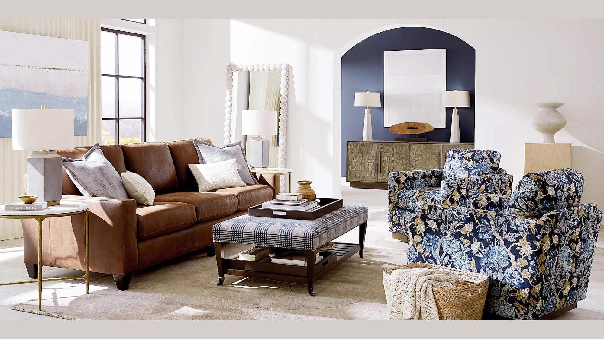 True Custom Leather Large Track Arm Sofa