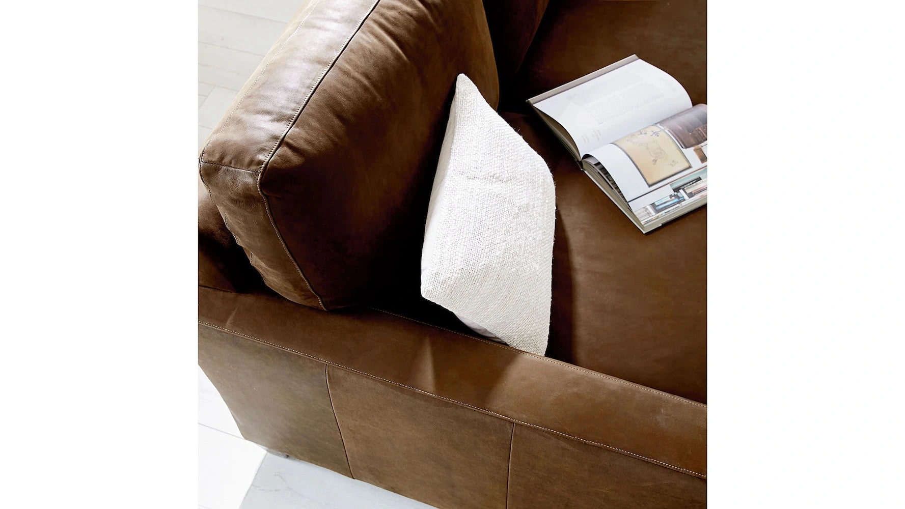 True Custom Leather Large Track Arm Sofa