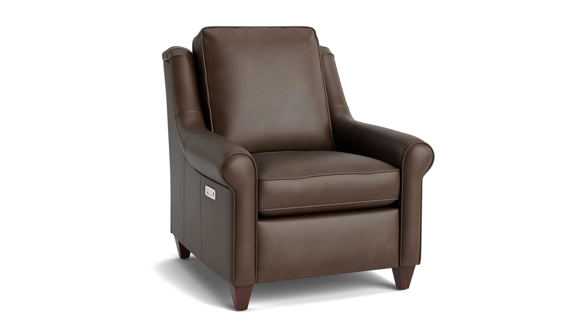 Magnificent Motion Leather Roll Arm Power Wall Recliner