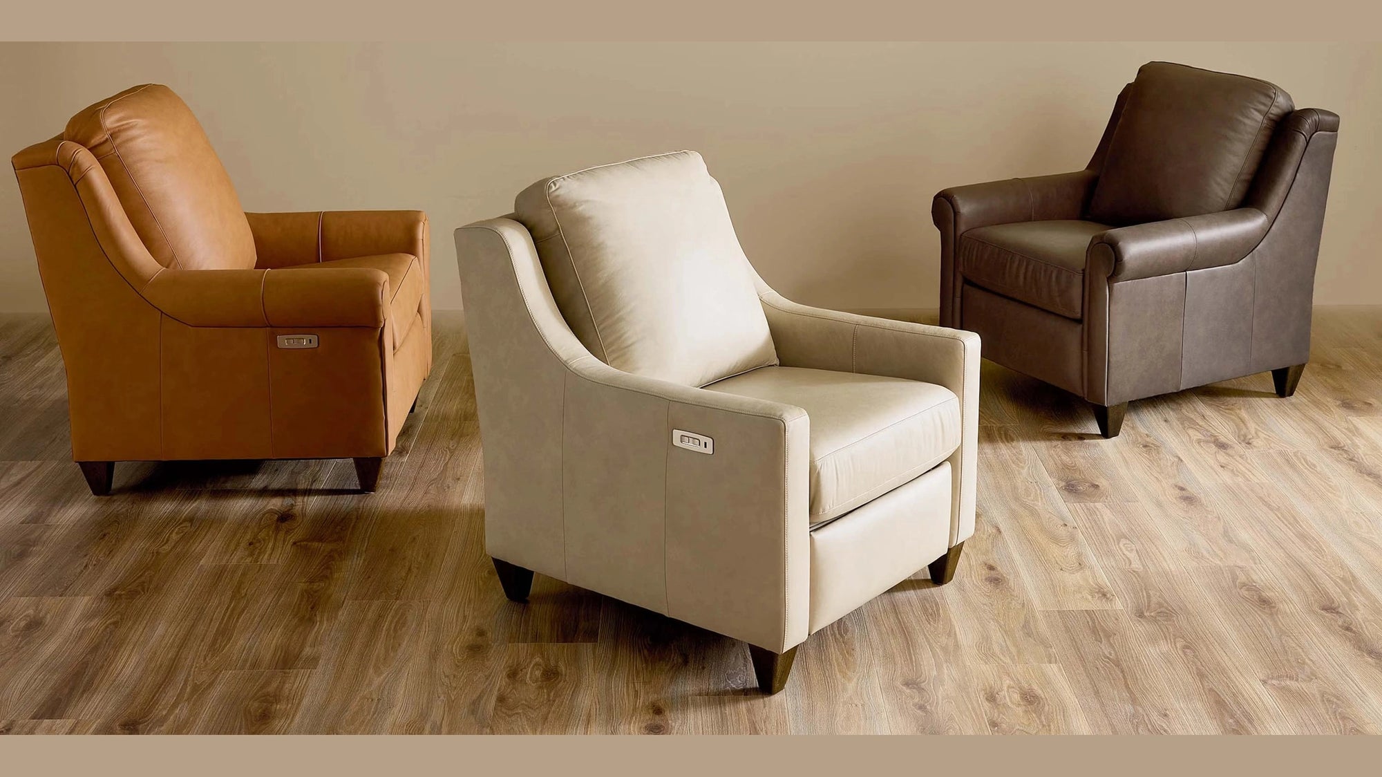 Magnificent Motion Leather Panel Arm Power Wall Recliner