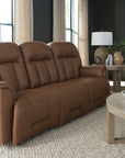 Suitably Reclining Sofa With Overstuffed Pillow Back Design