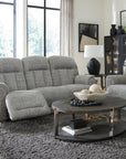 Suitably Reclining Sofa With Overstuffed Pillow Back Design