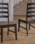 Stormy Ridge Ladderback Dining Chair in Chicory and Slate Black Finish