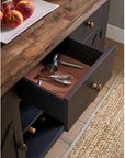 Stormy Ridge Server in Chicory and Slate Black Finish Solid Wood