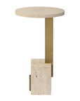 Feranno - Travertine Accent Table - Brass