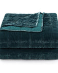 Stella - King Faux Silk Velvet Double Box Stitch Quilt Set Set of 3 - Storm Blue