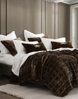 Stella - Full/Queen Faux Silk Velvet Double Box Stitch Quilt Set Set of 3 - Green Ochre