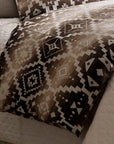 Chalet - King Aztec Duvet Cover - White / Brown