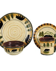 Rustic Bear - Ceramic Dinnerware Set Set of 16 - Multi Color