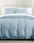 Hera - Queen Washed Linen Flange Duvet Cover Set Set of 3 - Ligh Blue