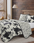 Clara - King Cowhide Reversible Quilt Set Set of 3 - Black