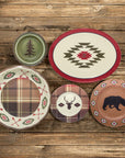 Aztec Bear - Melamine Dinnerware Set (Set of 14), 2 Per Carton - Brown / Red