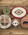 Aztec Bear - Melamine Dinnerware Set Set of 14 , 2 Per Carton - Brown / Red