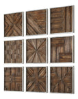 Bryndle - Rustic Wooden Squares (Set of 9) - Dark Brown