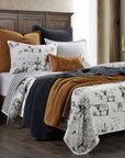 Ranch Life - Full/Queen Western Toile Reversible Quilt Set Set of 3 - Black