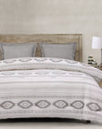 Free Spirit - King Comforter Set Set of 4 - Gray / White