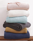 Cotton Knit - Full/Queen Blanket - Light Blue
