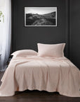 Stonewashed Cotton Waffle Weave - Twin Coverlet - Blush