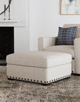 Milo - Fabric Cocktail Ottoman With Nailhead Trim