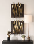 Crosshatch - Metal Wall Decor (Set of 2) - Dark Brown