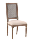 Linen & Oak - Caned Back Side Chair - Dark Brown / Beige