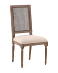Linen & Oak - Caned Back Side Chair - Dark Brown / Beige