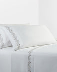 Scroll Sheet - Queen 350TC Gray Scroll Embroidered Sheet Set Set of 4 - White