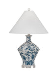 Clovelly - Table Lamp - Blue / White Floral / Clear Acrylic