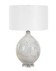 Clary - Horizontally Striped Table Lamp - Gray / White