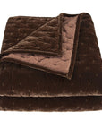 Stella - Twin Faux Silk Velvet Pintuck Quilt - Copper Brown