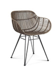 Ryanne - Arm Dining Chair Set of 2 - Dark Rattan / Black