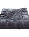 Stella - Faux Silk Velvet Double Box Stitch Throw - Slate