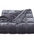 Stella - Faux Silk Velvet Double Box Stitch Throw - Slate