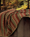 Wilderness Ridge - Knitted Throw Blanket - Red / Tan