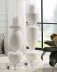 Lido - Stone Candleholders (Set of 2) - White