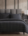 Windowpane - Full Plaid Comforter Set Set of 3 - Black