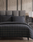Windowpane - Twin Plaid Comforter Set Set of 2 - Black
