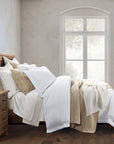Stonewashed Cotton Waffle Weave - Queen Duvet Cover Set Set of 3 - White