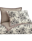 Lyla - Twin Reversible Floral Print Quilt Set Set of 2 - White / Brown